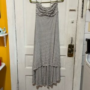 Striped strapless high low dress